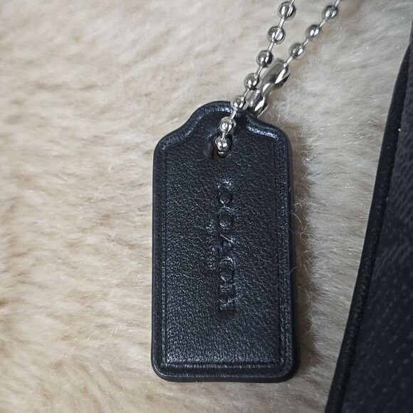 COACH VARSITY STRIPE CHARCOAL TURQUOISE WRISTLET - Picture 5 of 5